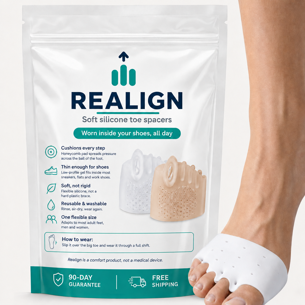 Realign soft silicone toe spacers packaging